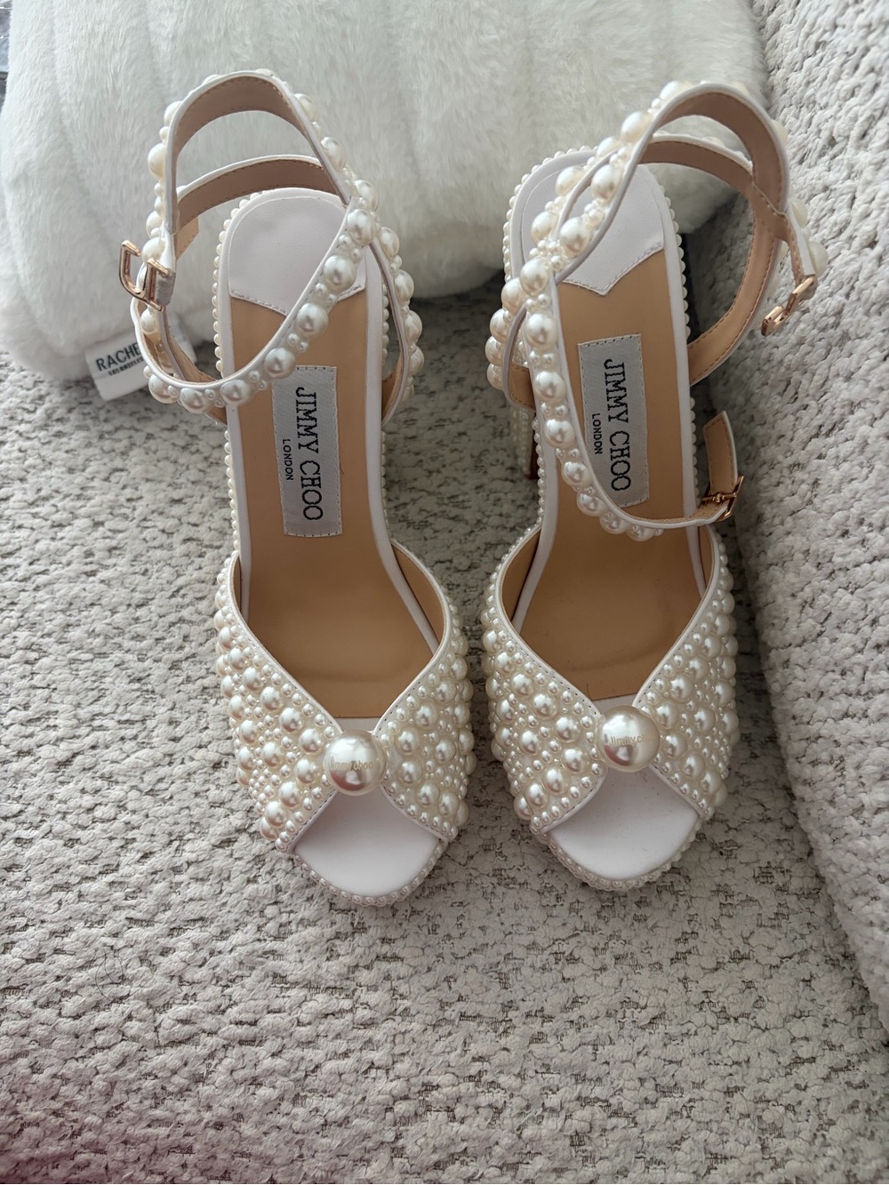 Jimmy Choo Pearl-Embellished Ivory Heeled Sandals